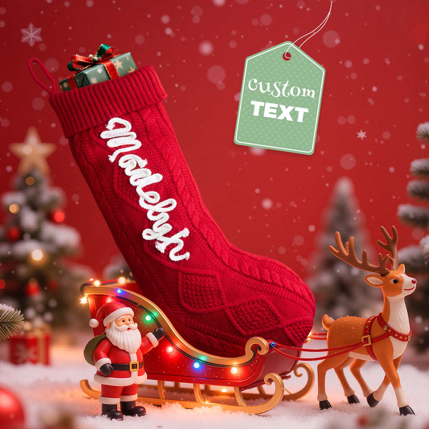 Custom Christmas Stockings Knitted Christmas Stockings with Name Christmas Family Stockings Holiday Stockings Holiday Decor - soufeelau
