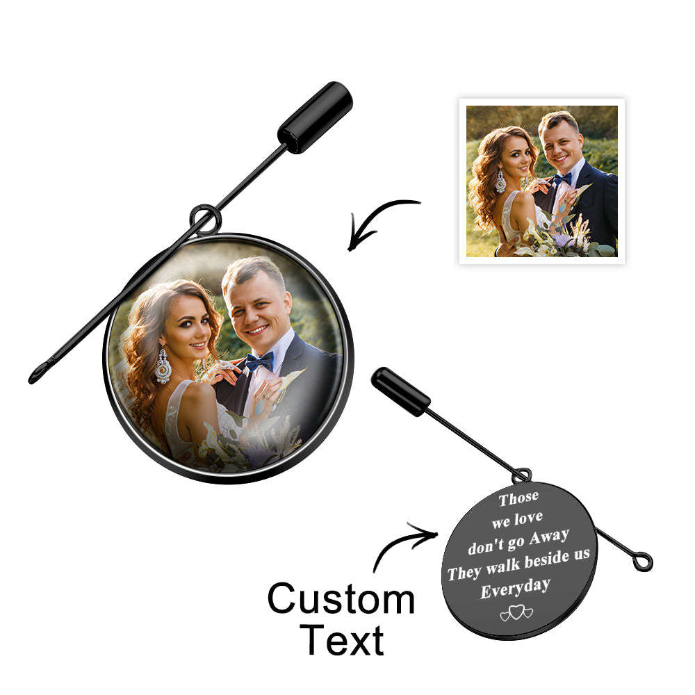 Custom Photo Lapel Pin With Text Retro Brooch Gift For Man - soufeelau