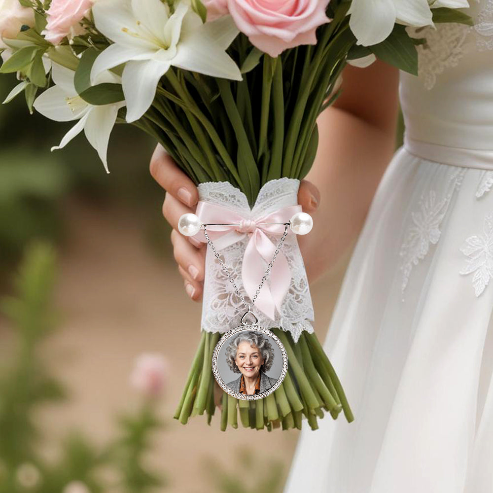 Personalized Pearls Bouquet Charm Brooch Pin Anniversary Wedding Gift for Bride - soufeelau