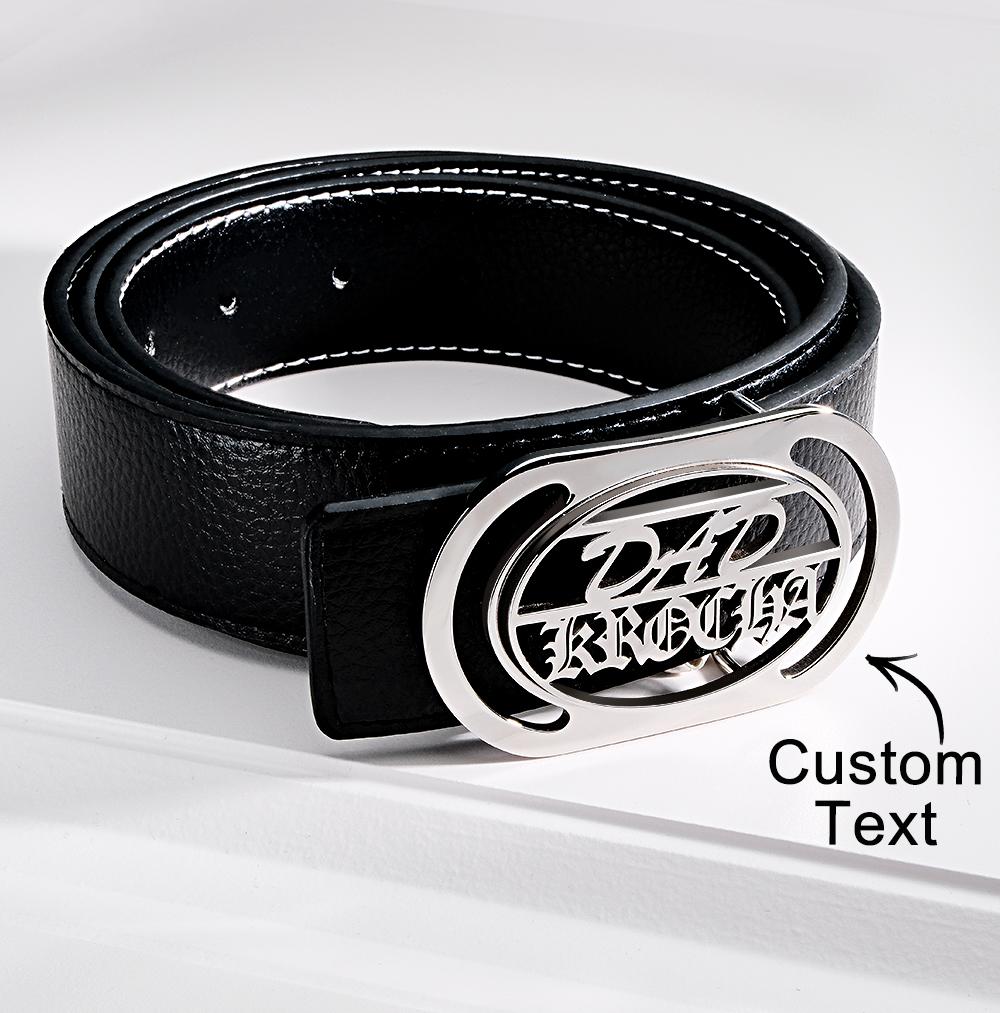Custom Oval Hollow Name DAD Belt Buckle with Free Belt Gift For Him - soufeelau