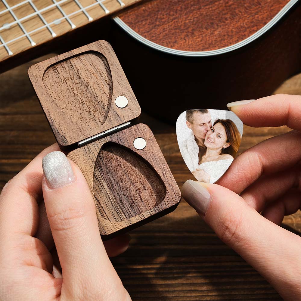 Personalized Engraved Text Guitar Box Holder Custom Name Guitar Picks Set Music Art Gift - soufeelau