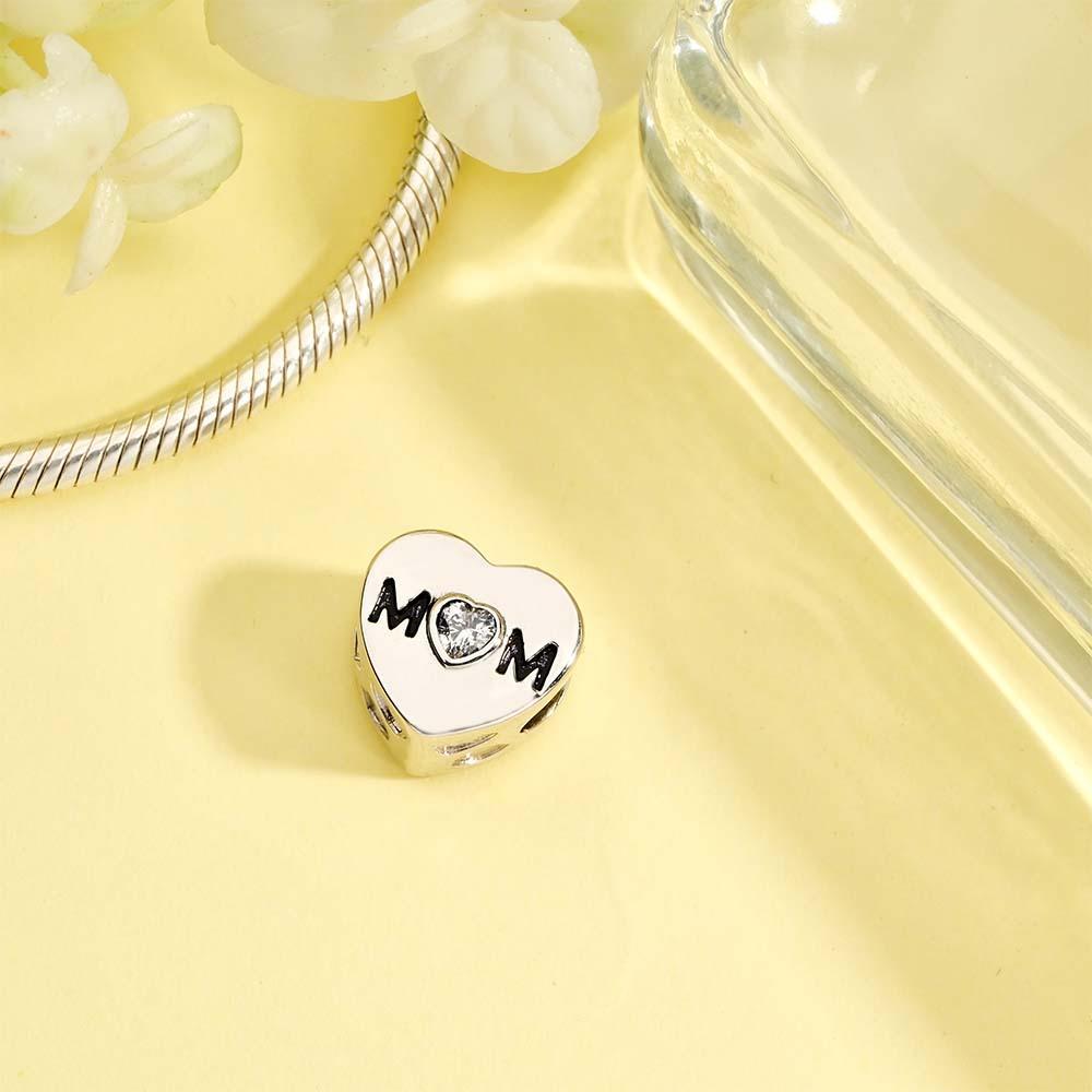Custom Heart Photo MoM Theme Charm With White Zircon Love Heart Jewelry Mother's Day Gifts - soufeelau