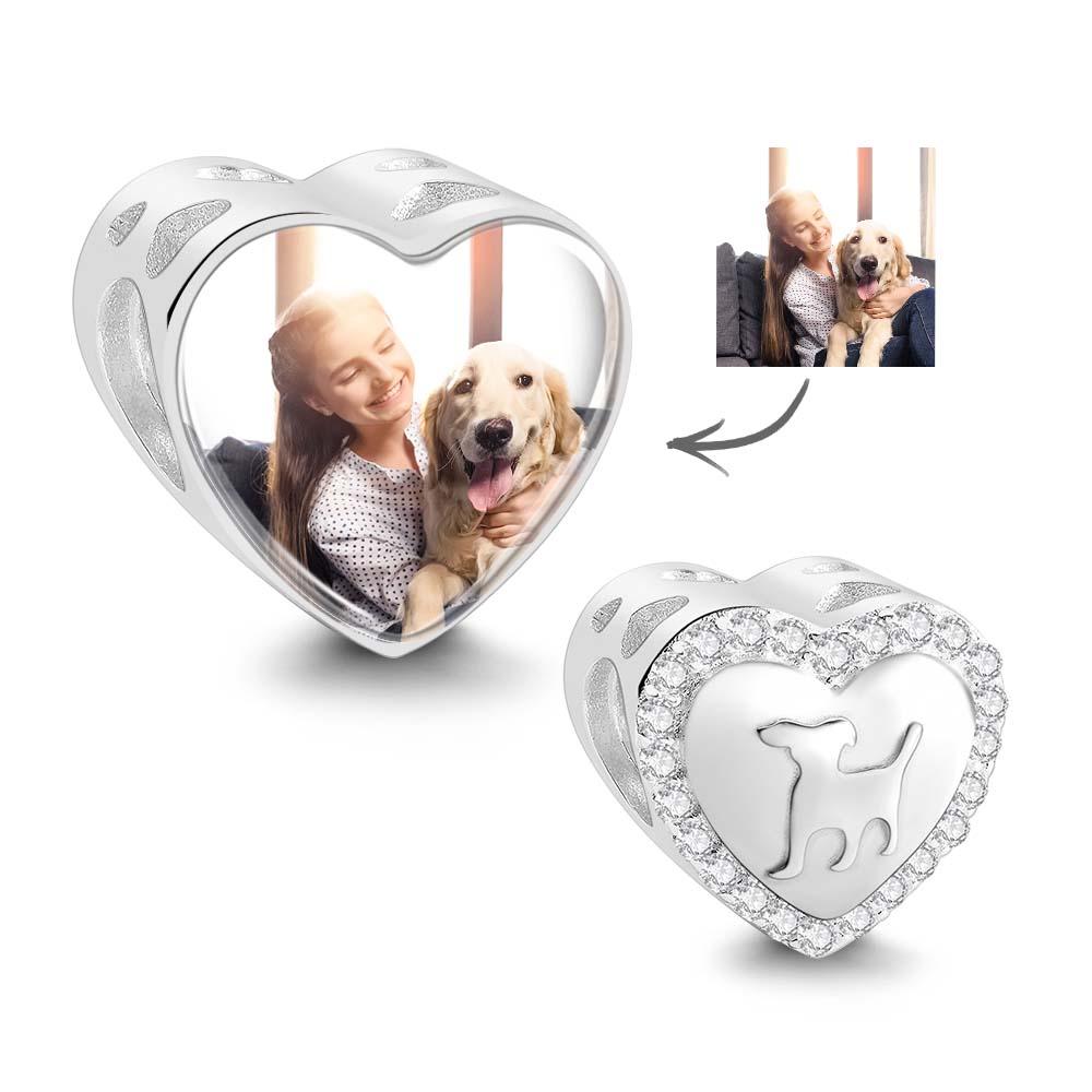 Custom Photo Heart Charm Zircon Decor Pet Dog Design Gifts For Pet Lovers - soufeelau