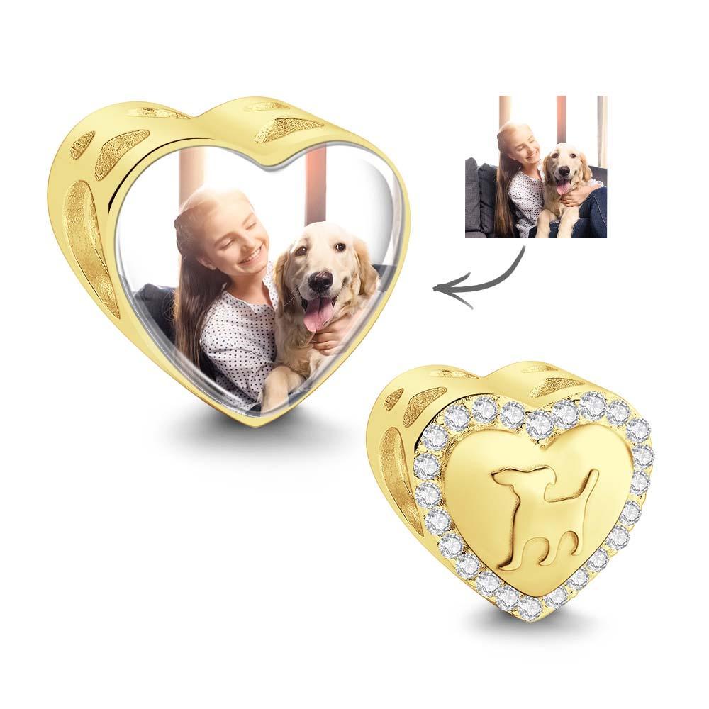 Custom Photo Heart Charm Zircon Decor Pet Dog Design Gifts For Pet Lovers - soufeelau
