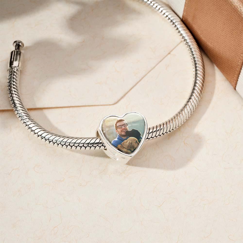 Heart Photo Charm With White Zircon I Love Pet Dog Theme Gifts For Pet Lovers - soufeelau