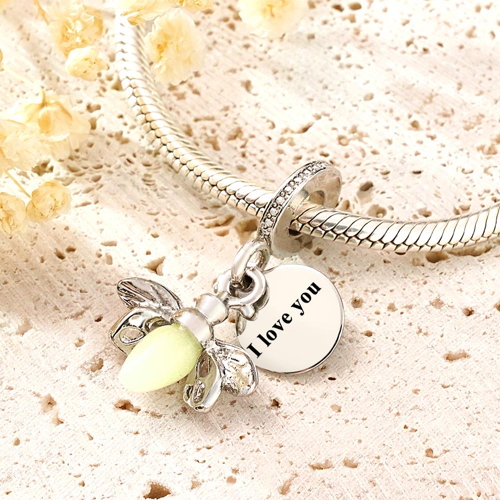 Custom Text Glow-in-the-dark Firefly Dangle Charm Christmas Gift - soufeelau