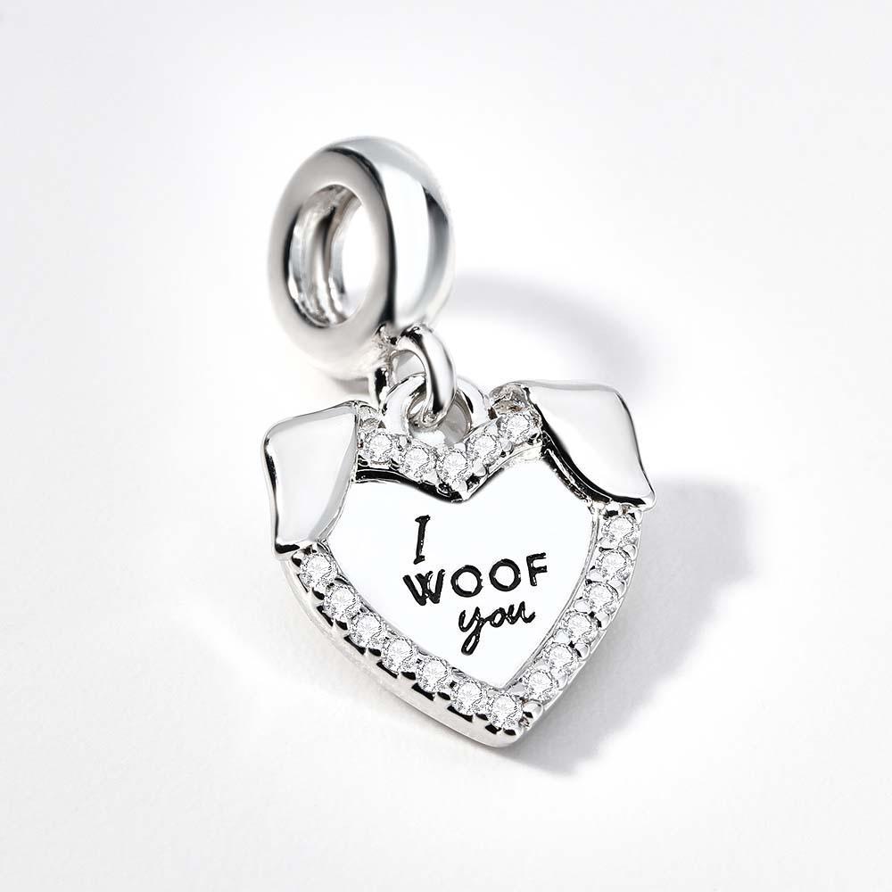 Engraved Charm Heart & Dog Dangle Charm for Her - soufeelau