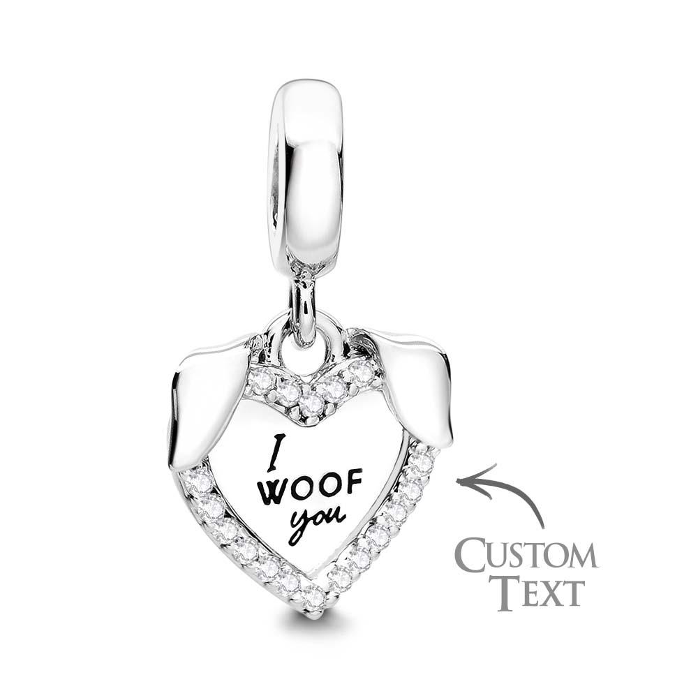 Engraved Charm Heart & Dog Dangle Charm for Her - soufeelau