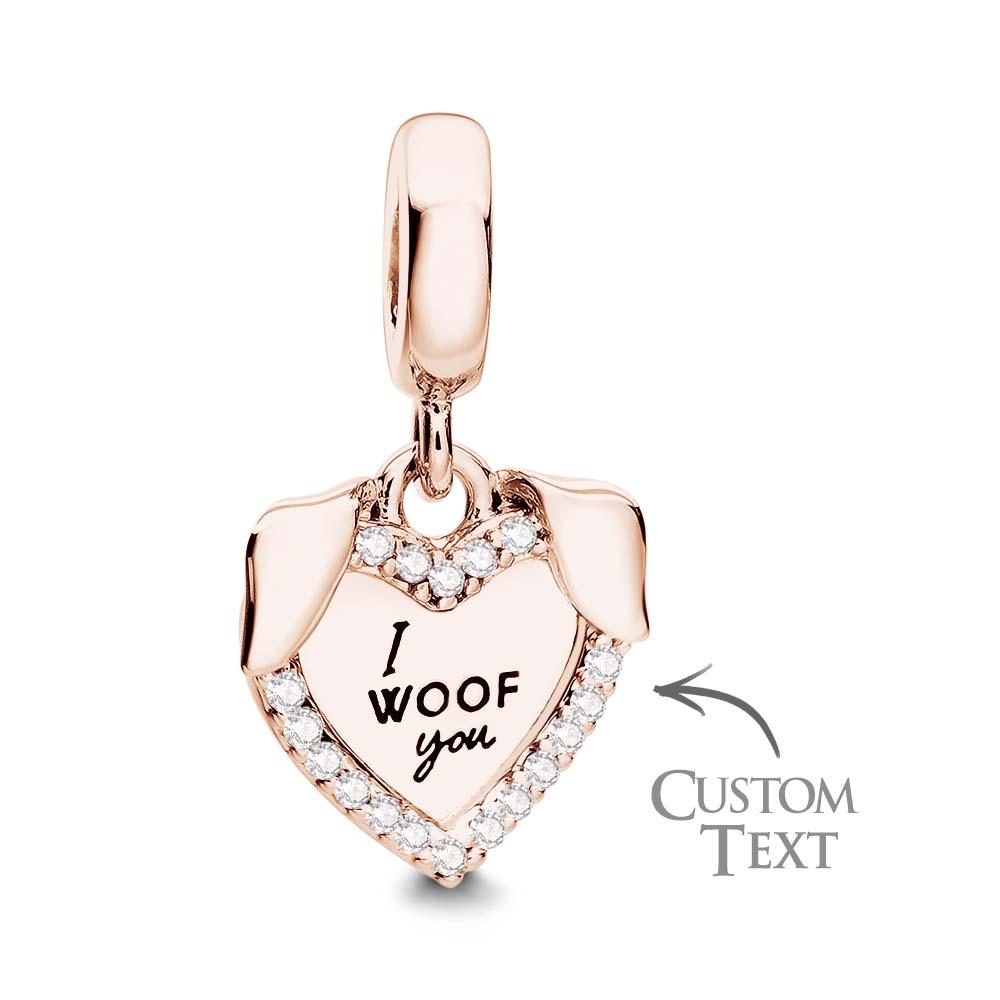 Engraved Charm Heart & Dog Dangle Charm for Her - soufeelau