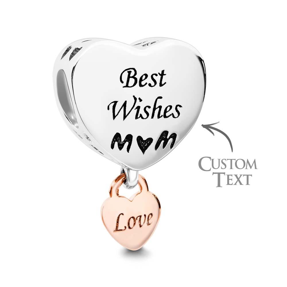 Engraved Charm Heart Shaped Mom Beads Charms for Mother's Day Gifts - soufeelau