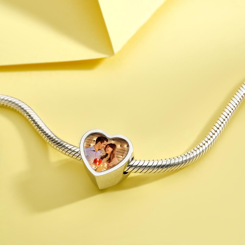 Custom Photo Heart Charm Personalized Engraved Birthstone Pendant Jewelry - soufeelau