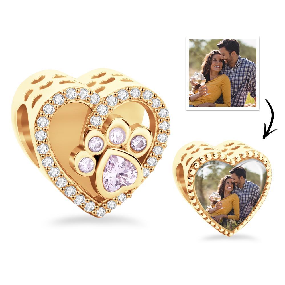 Custom Photo Pawprint Charm Lovely Zircon Pendant Gifts For Pet Lovers - soufeelau