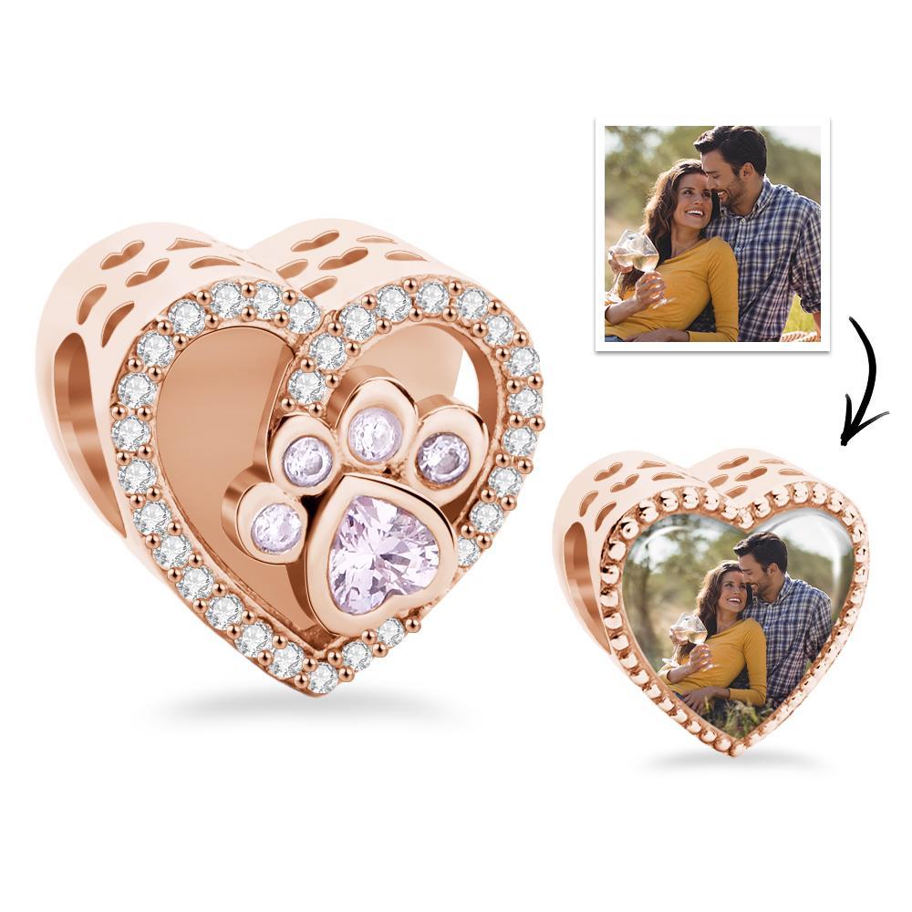 Custom Photo Pawprint Charm Lovely Zircon Pendant Gifts For Pet Lovers - soufeelau