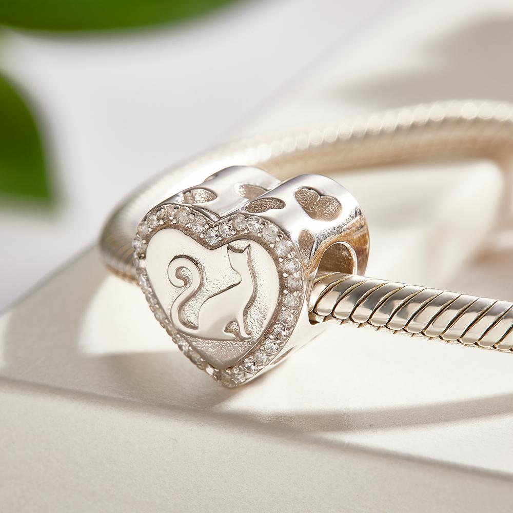 Custom Photo Heart Charm Zircon Decor Pet Cat Design Gifts For Pet Lovers - soufeelau