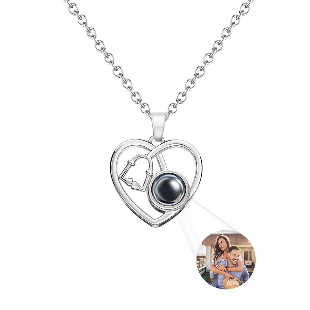 Custom Projection Necklace Love Heart Stethoscope Gift for Doctor - soufeelau