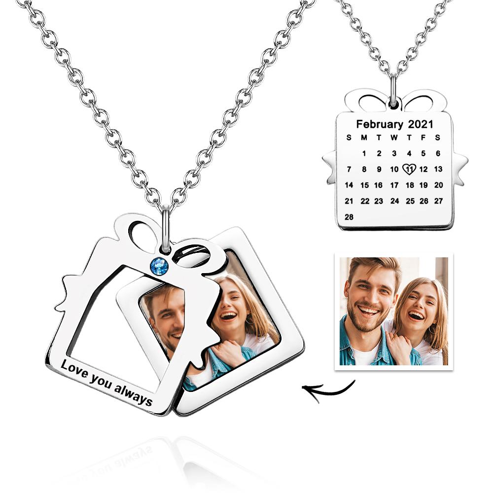 Custom Date Necklace With Picture Inside Cool Jewelry for Christmas Gift - soufeelau