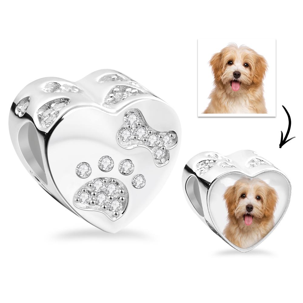 Photo Charm Lovely Pet Paw Bone Heart-Shaped Pendant For Her - soufeelau