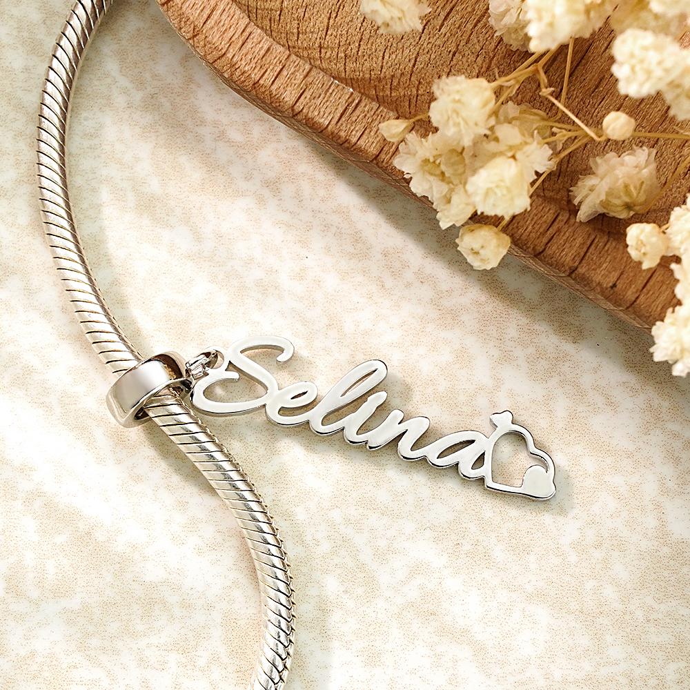 Custom Name Charm With A Heart Elegant Pendant Jewelry Accessory - soufeelau