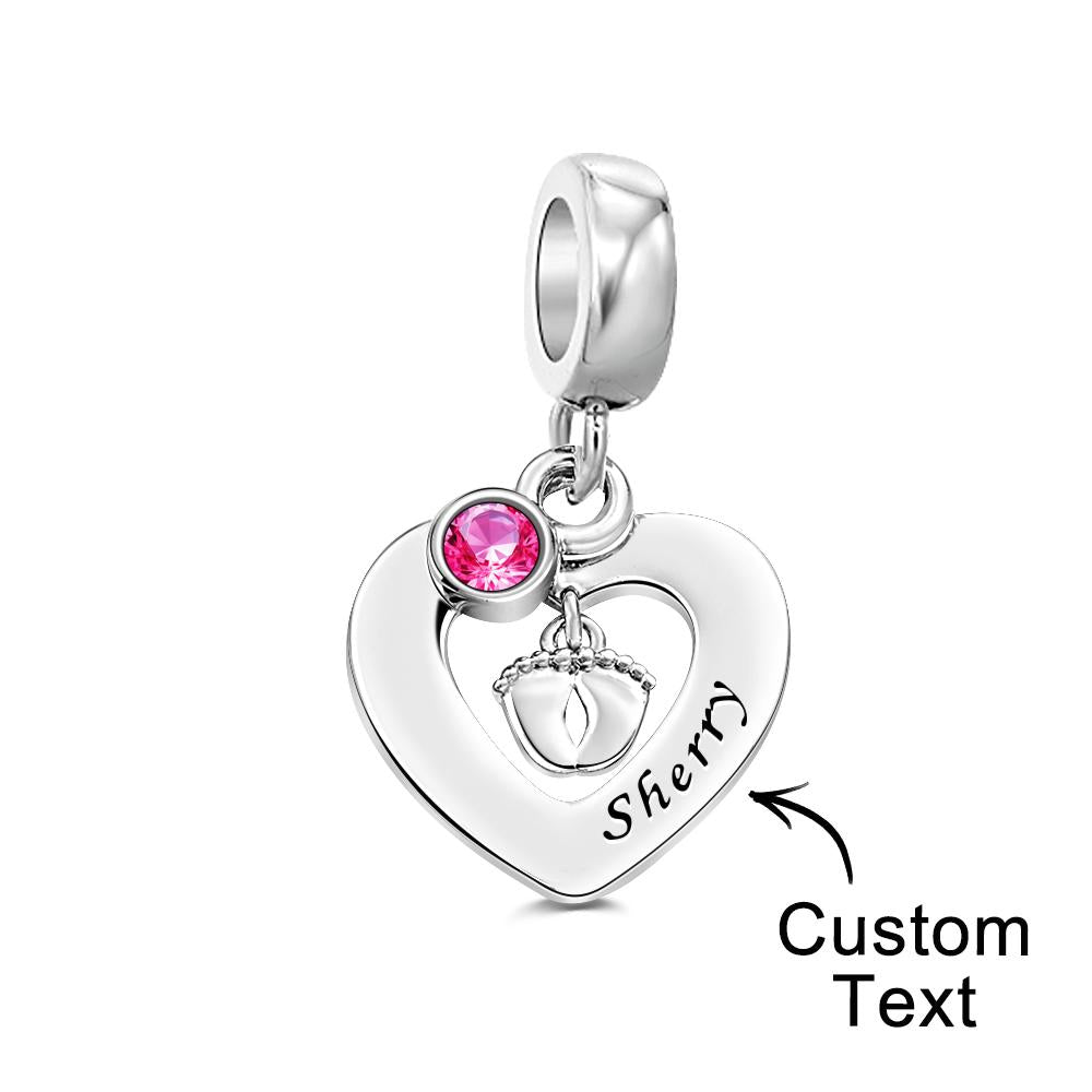 Custom Engraved Charm Footprint Heart Couple Gift - soufeelau