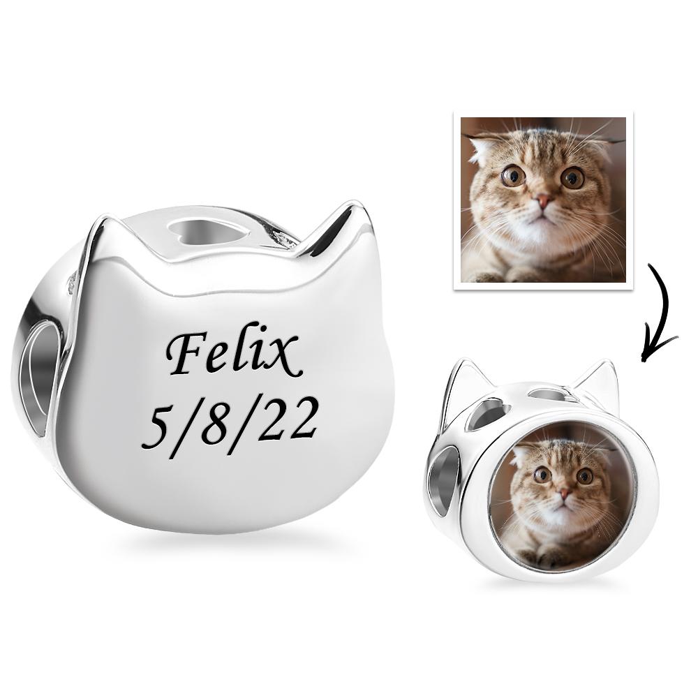 Custom Photo Engraved Charm Cute Cat Gift for Pet Owners - soufeelau