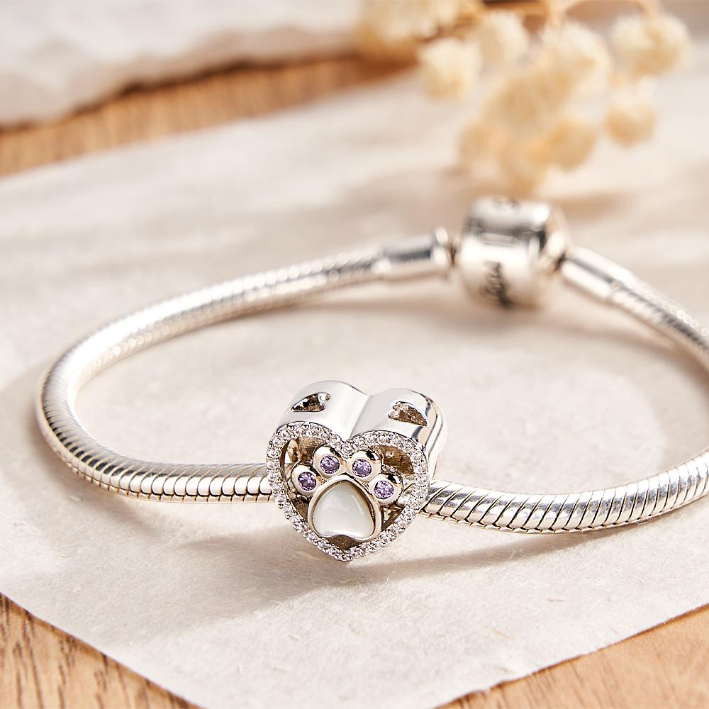 Custom Projection Charm Gem Paw Prints Gift for Pet - soufeelau