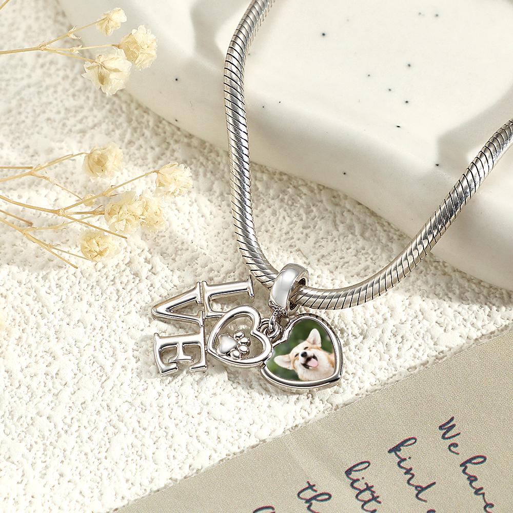 Custom Photo Charm Pet Lover Paw Double Pendant Gift - soufeelau