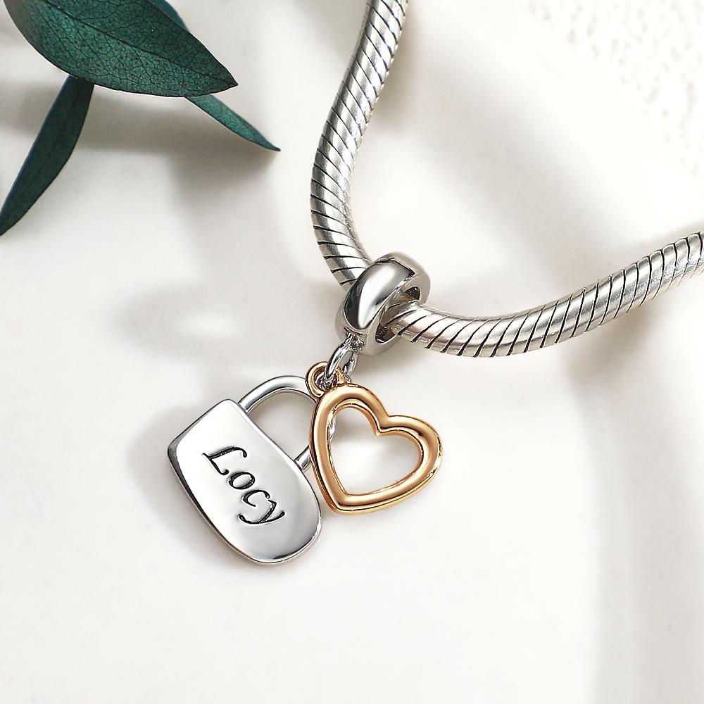 Custom Engraved Charm Love Lock Pendant Couple Gift - soufeelau