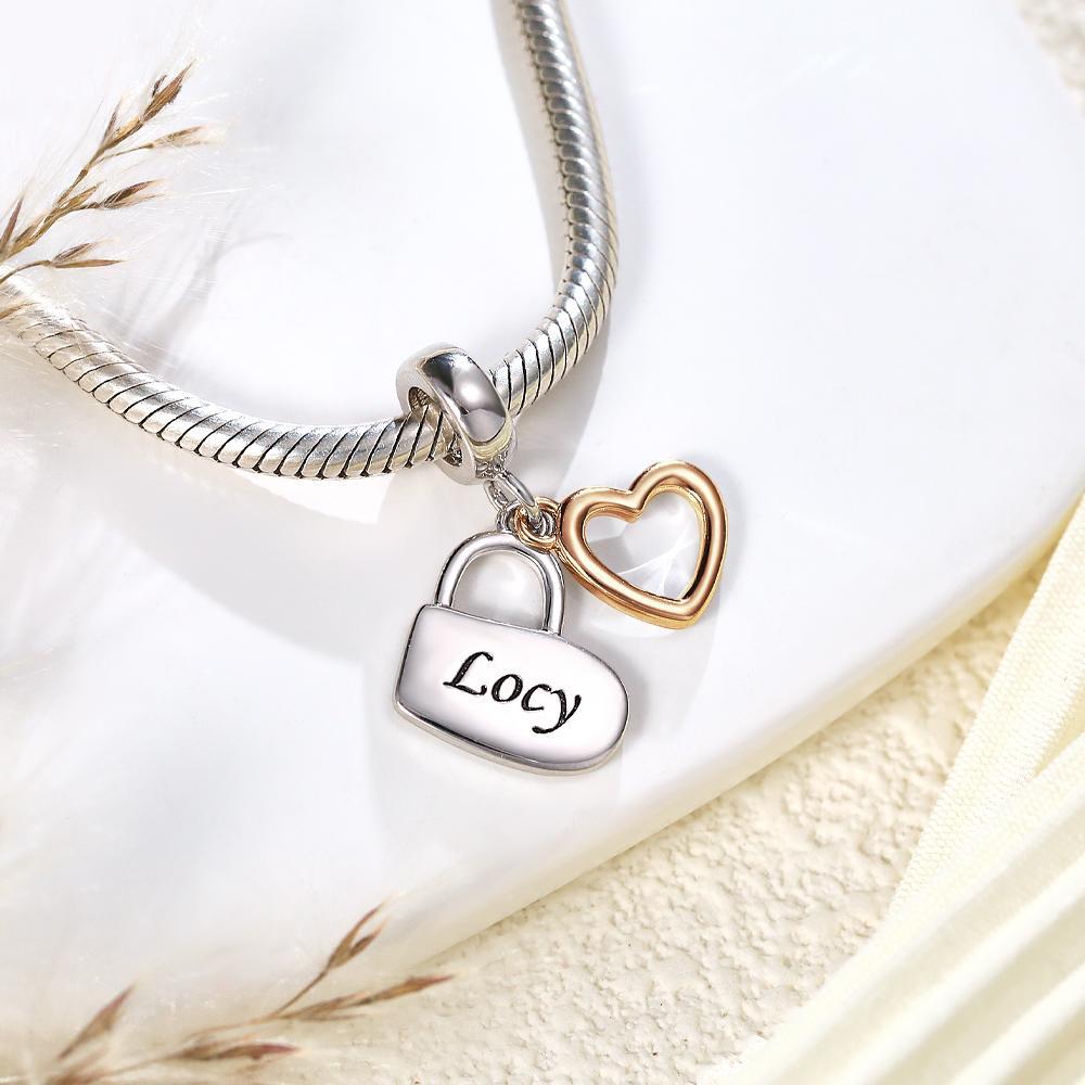 Custom Engraved Charm Love Lock Pendant Couple Gift - soufeelau
