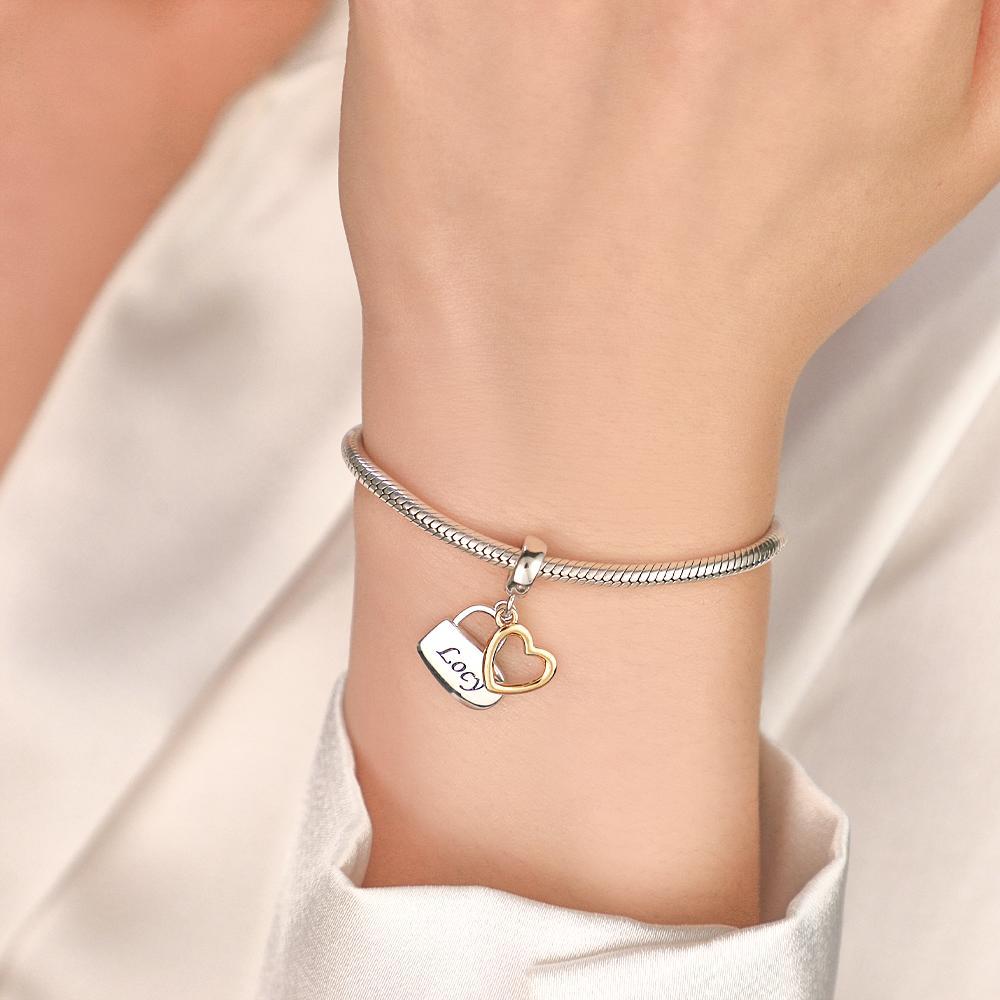 Custom Engraved Charm Love Lock Pendant Couple Gift - soufeelau