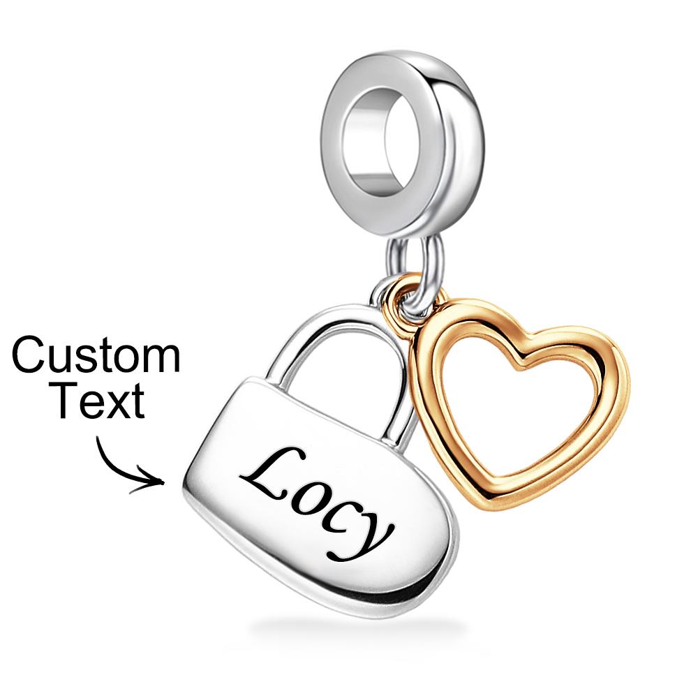 Custom Engraved Charm Love Lock Pendant Couple Gift - soufeelau