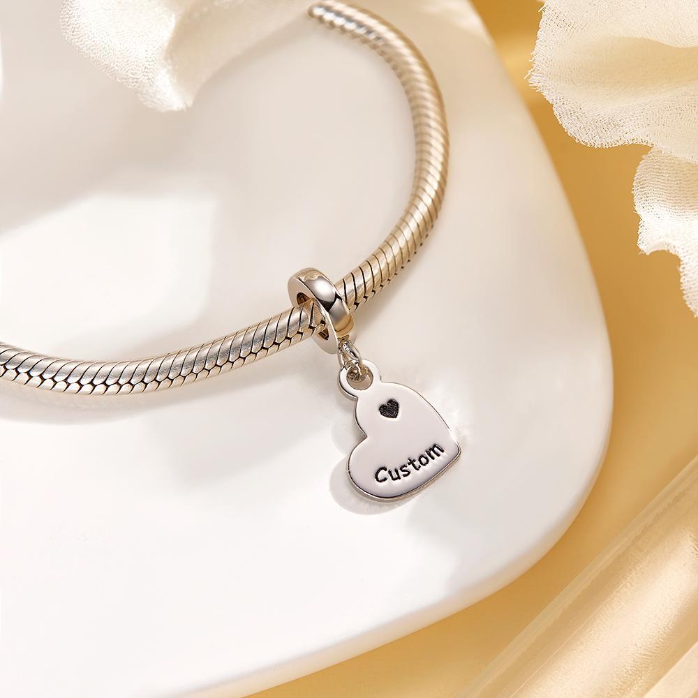Engravable Charm Set Hollow Out Heart Pendant Mother's Day Gifts - soufeelau