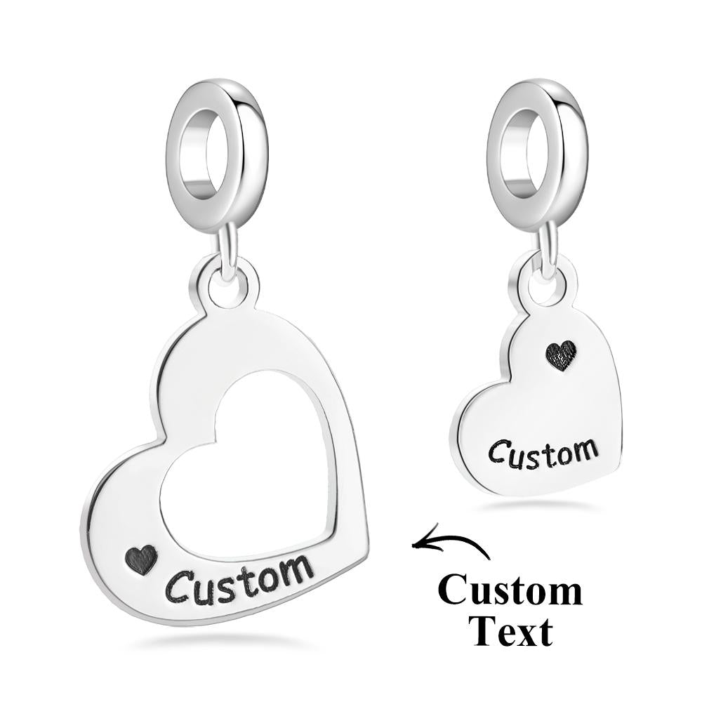 Engravable Charm Set Hollow Out Heart Pendant Mother's Day Gifts - soufeelau