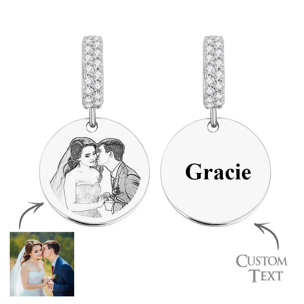 Custom Photo Engraved Charm Diamond Swing Couple Gift - soufeelau