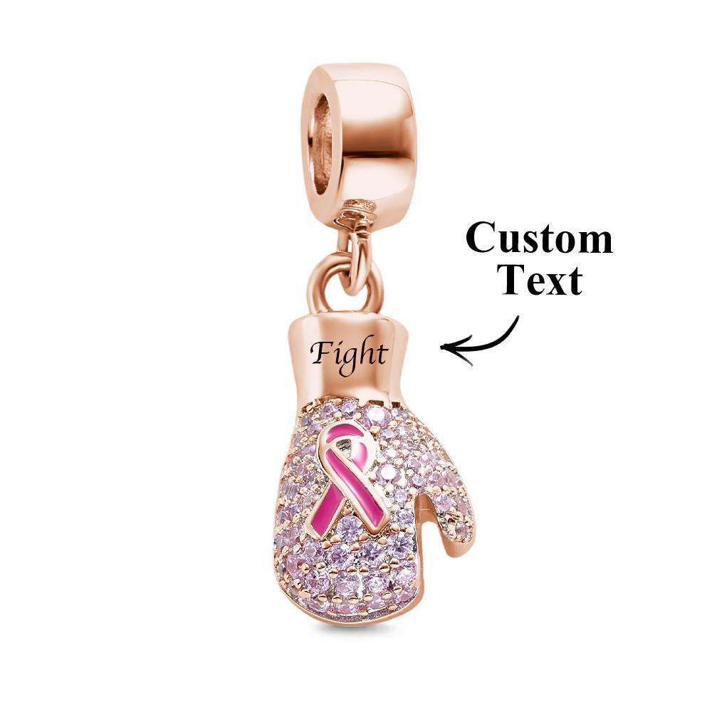 Engravable Charm Fight Breast Cancer Theme Delicate Pendant Bracelet Decor For Her - soufeelau