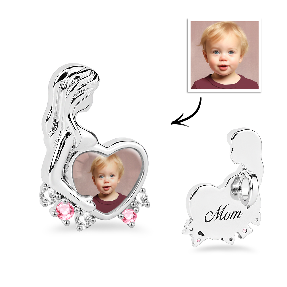 Personalized Photo Charm Engravable Maternity Charm for Mother's Day - soufeelau