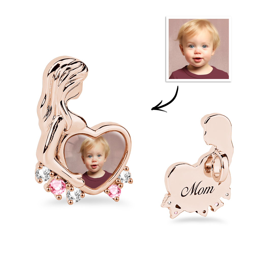 Personalized Photo Charm Engravable Maternity Charm for Mother's Day - soufeelau