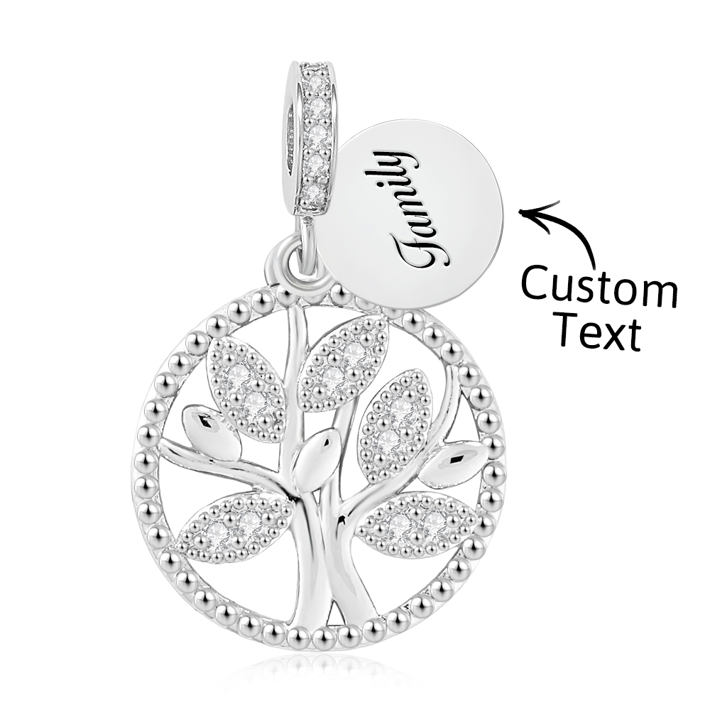 Engraving Charm Family Tree Charm Round Pendant Charm For Her - soufeelau