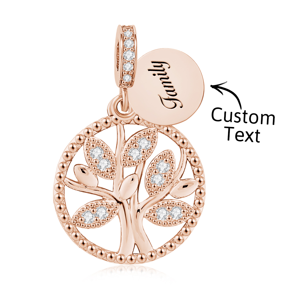 Engraving Charm Family Tree Charm Round Pendant Charm For Her - soufeelau