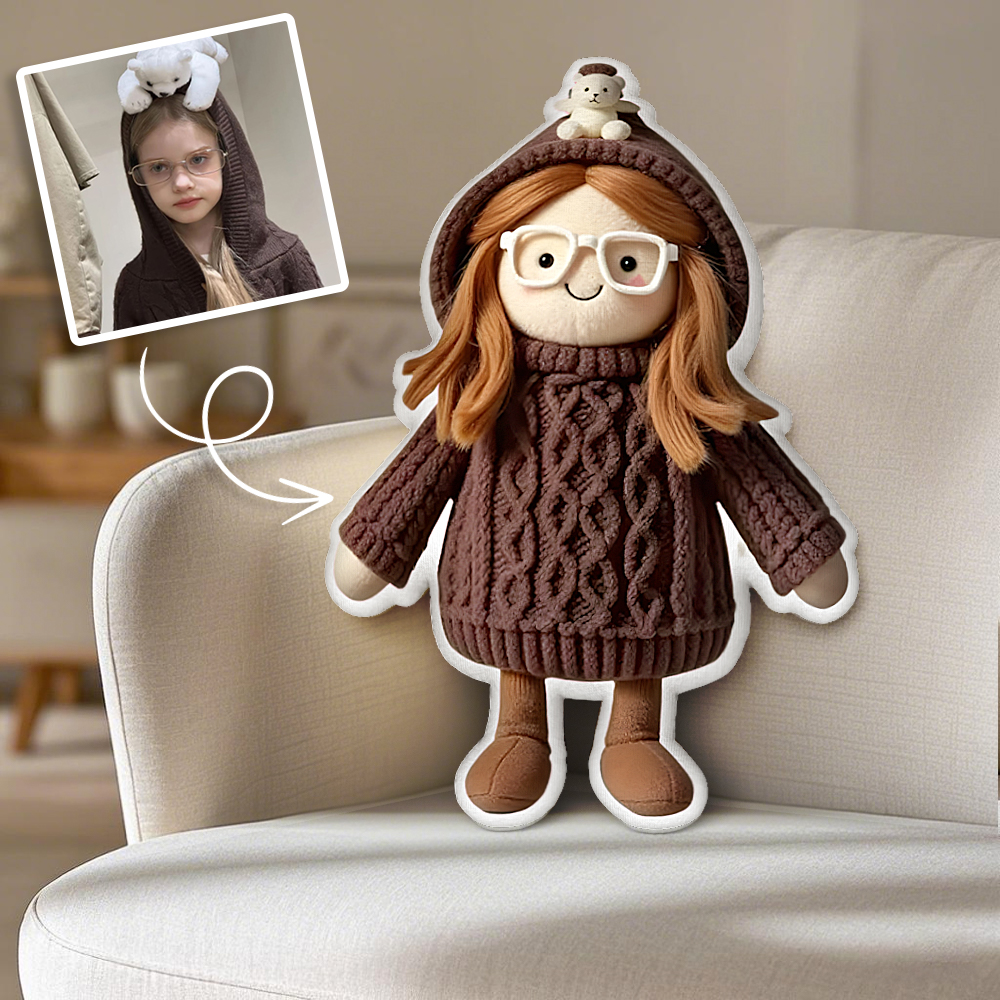 Personalized Photo Plush Doll Pillow Mini Me Plush Pillows Gifts for Kids - soufeelau