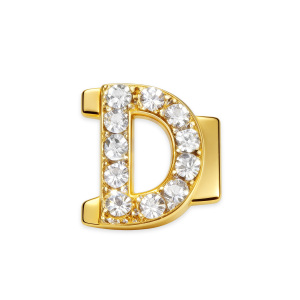 Letter With Diamond D Charm - Gold