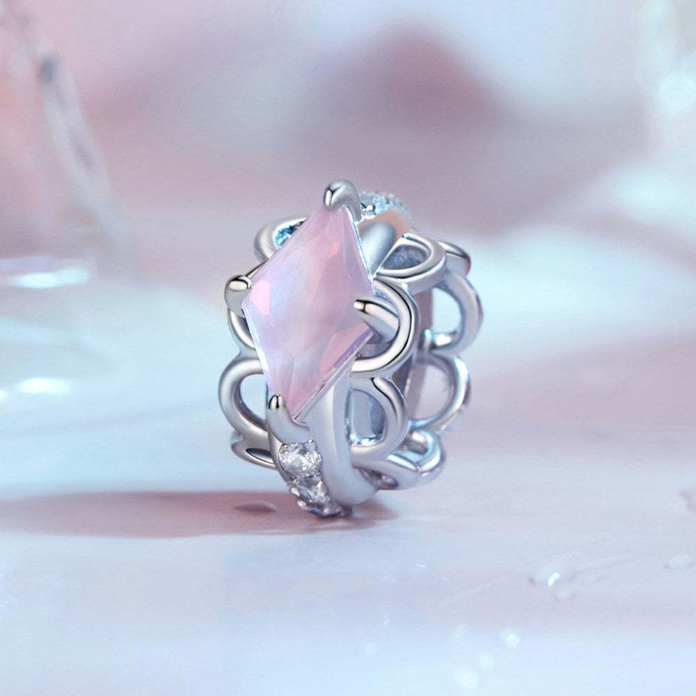 pink lace stopper charm spacer charm 925 sterling silver dp097