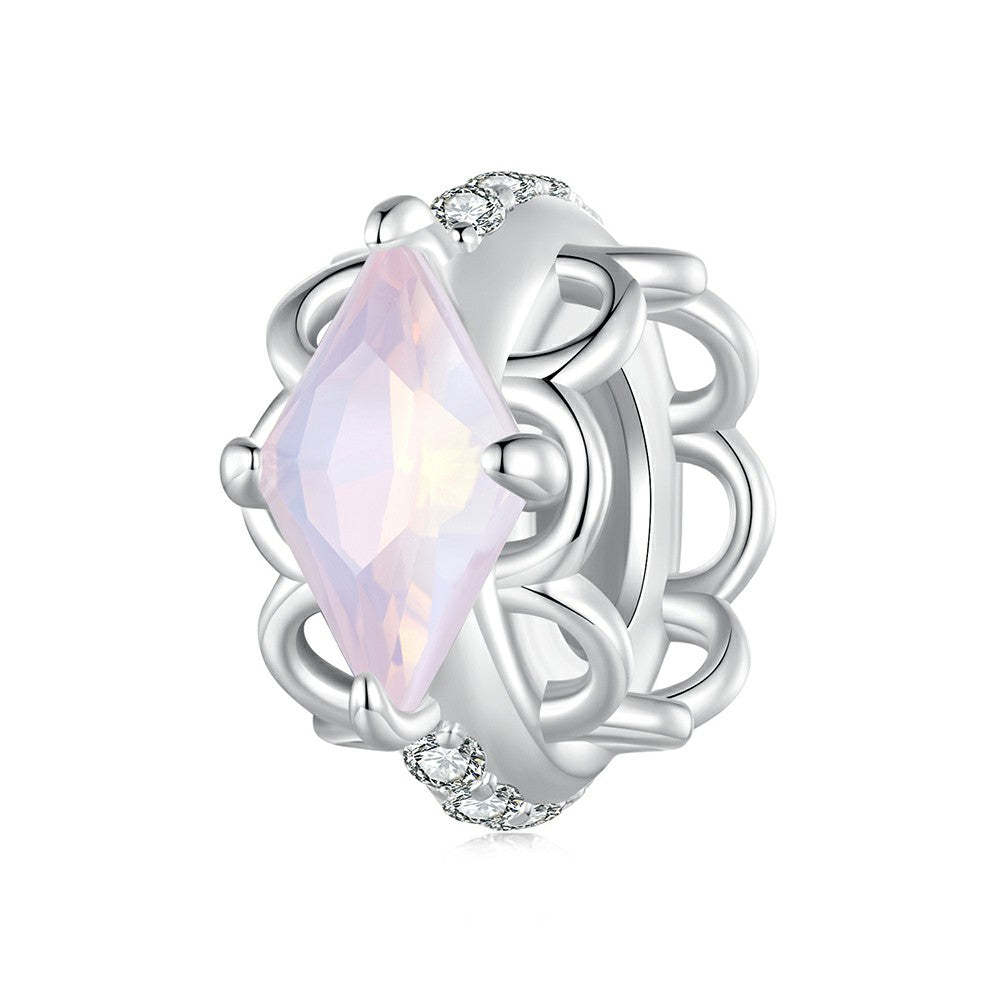 pink lace stopper charm spacer charm 925 sterling silver dp097