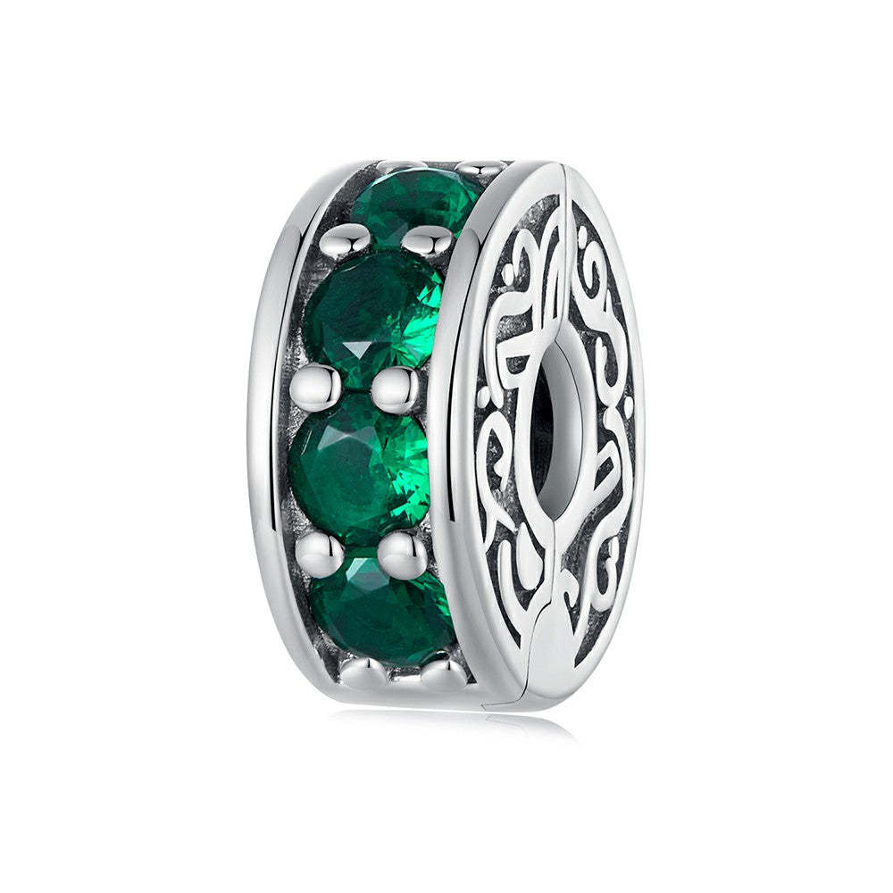 green gemstone stopper charm spacer charm 925 sterling silver dp098