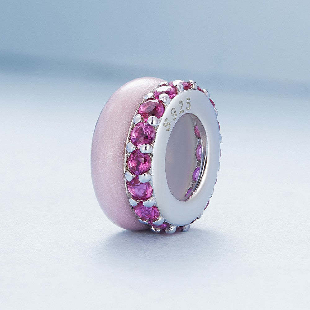 pink zircon stopper charm spacer charm 925 sterling silver dp100