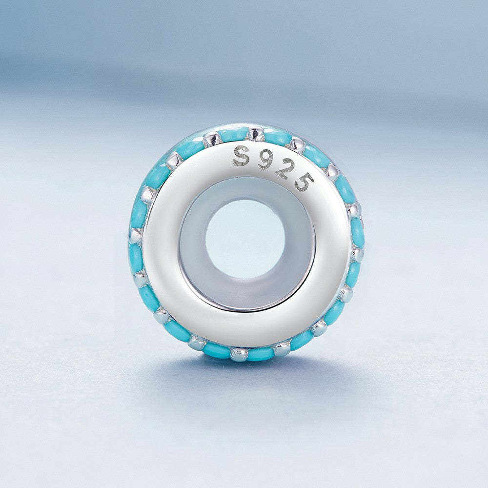 blue zircon stopper charm spacer charm 925 sterling silver dp101