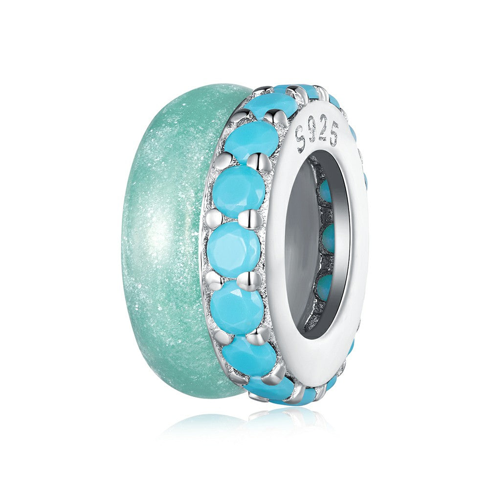 Blue Zircon Stopper Charm Spacer Charm Silver