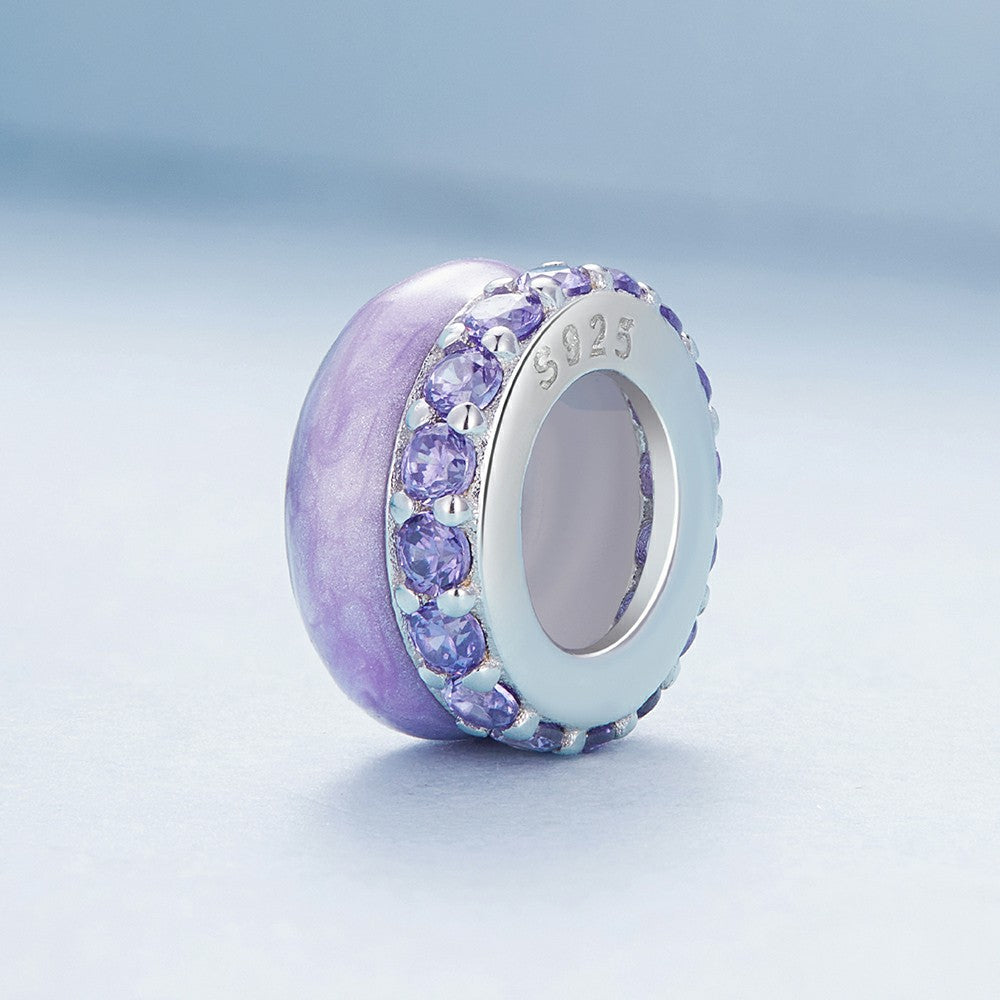 Purple Zircon Stopper Charm Spacer Charm Silver