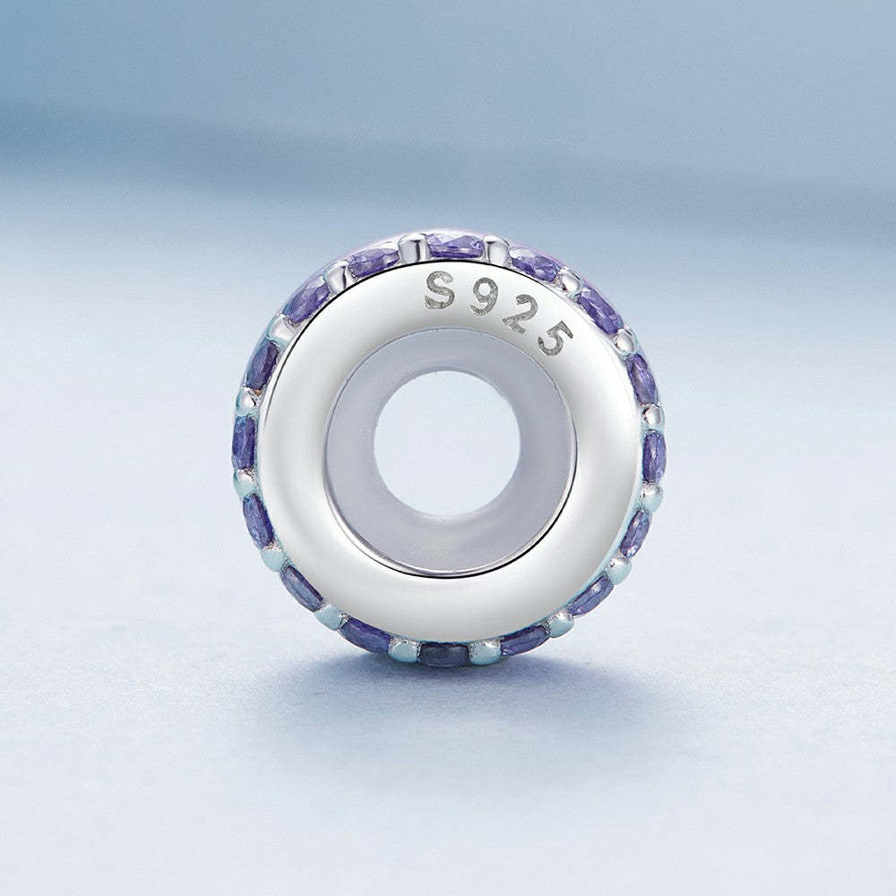 purple zircon stopper charm spacer charm 925 sterling silver dp102