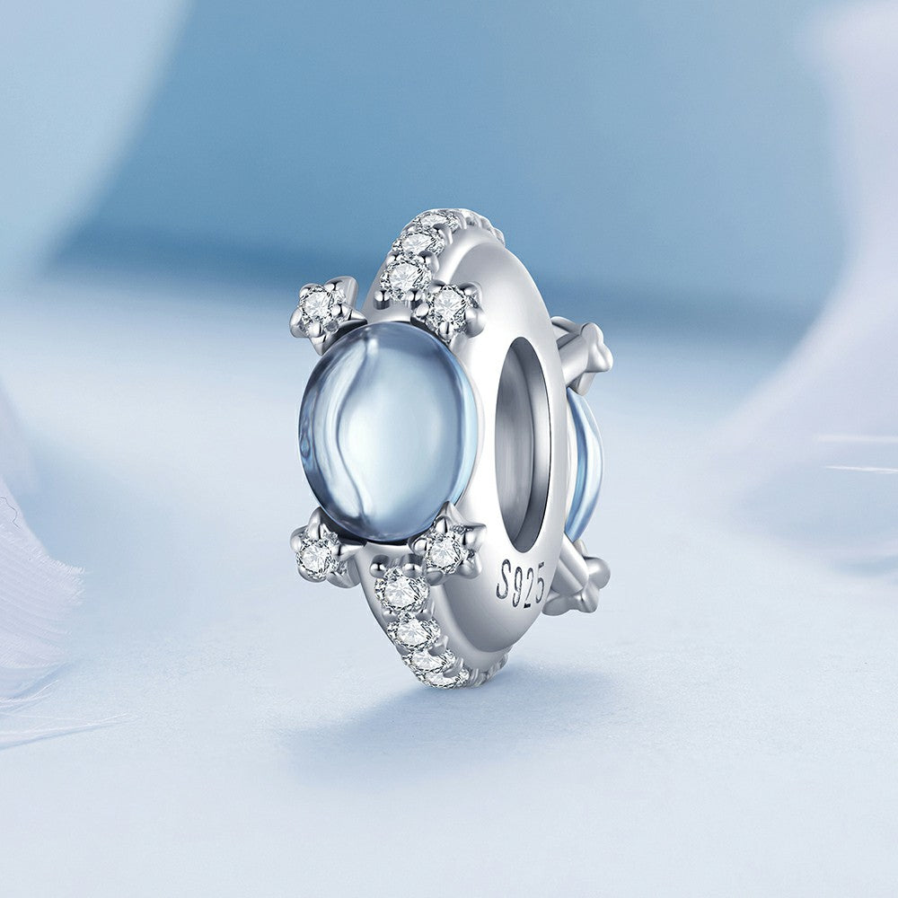 Blue Stars Stopper Charm Spacer Charm Silver