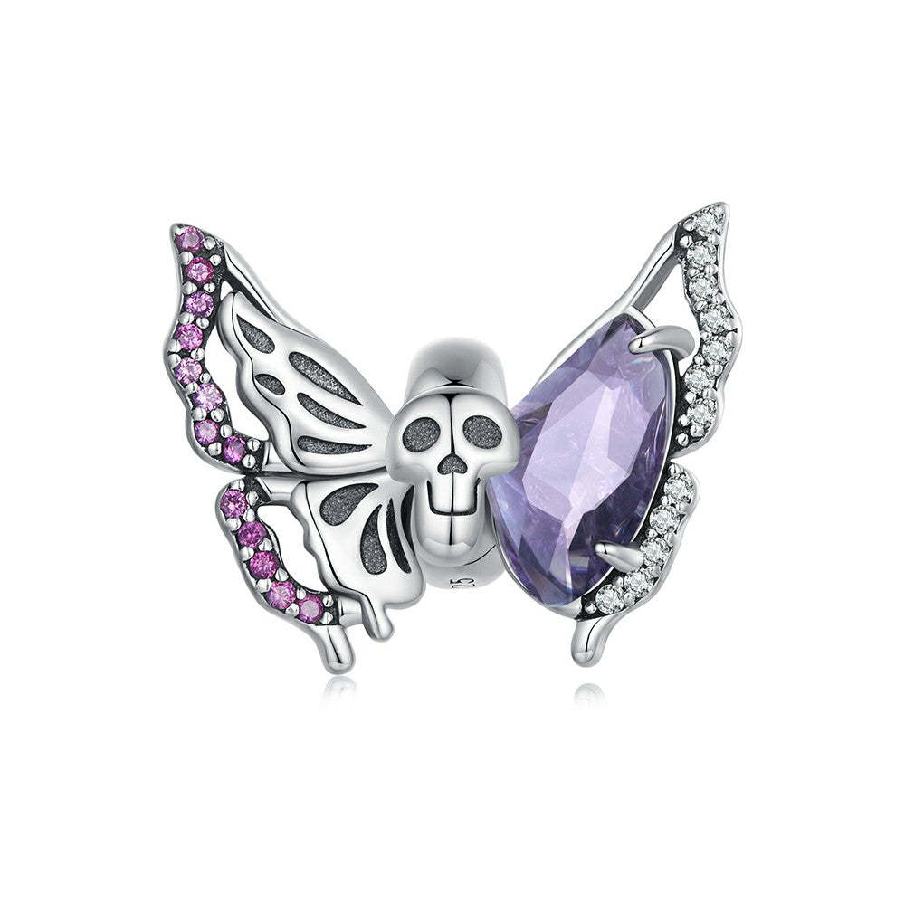 skull butterfly stopper charm spacer charm 925 sterling silver dp112